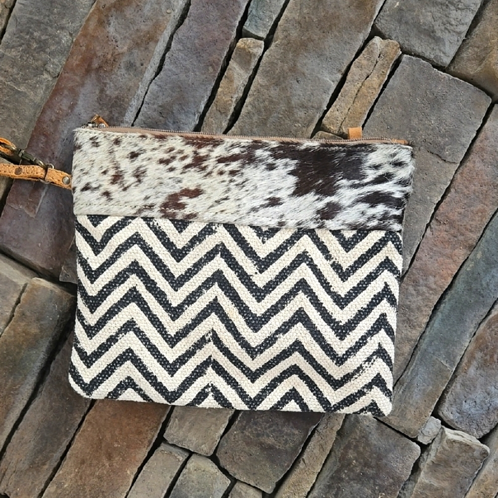 Myra Cowhide Chevron Crossbody / Clutch